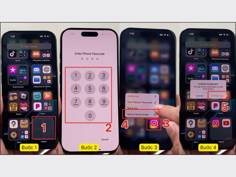 Cách mở ẩn ứng dụng trên iOS 18 và thêm ở màn hình chính