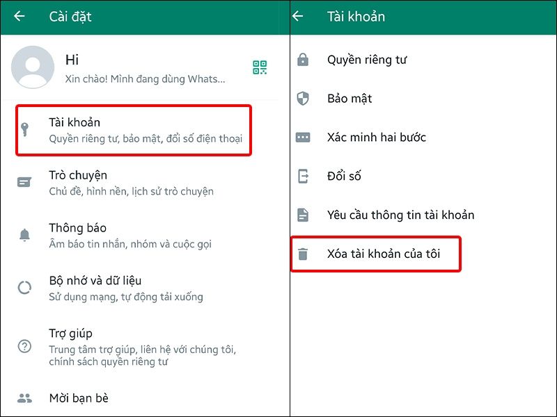 Cách xóa tài khoản WhatsApp trên điện thoại chi tiết