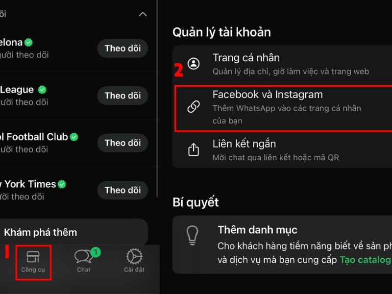 Cách xóa WhatsApp trên Facebook qua WhatsApp