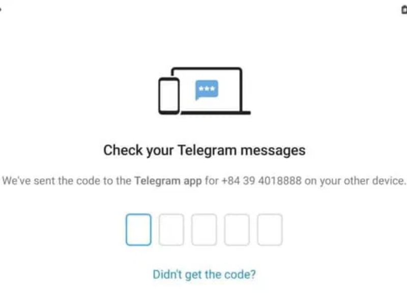 Yêu cầu nhận lại mã Telegram mới