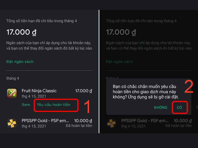 Hướng dẫn yêu cầu hoàn tiền trên Google Play
