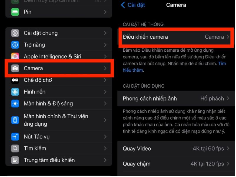 Cách thiết lập phím camera control trên iPhone 17