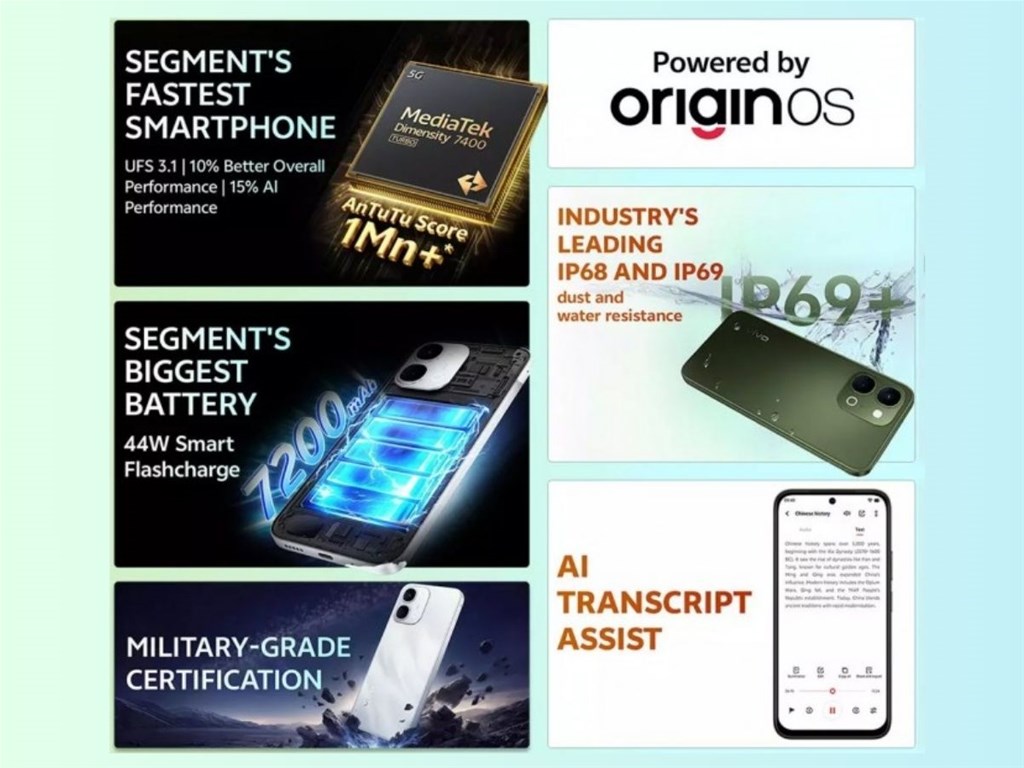 Vivo T5x sử dụng chip MediaTek Dimensity 7400