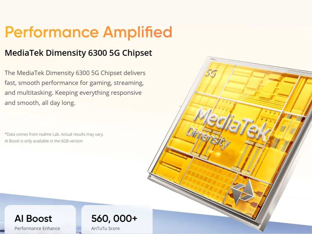 Realme C83 5G sử dụng chip Dimensity 6300