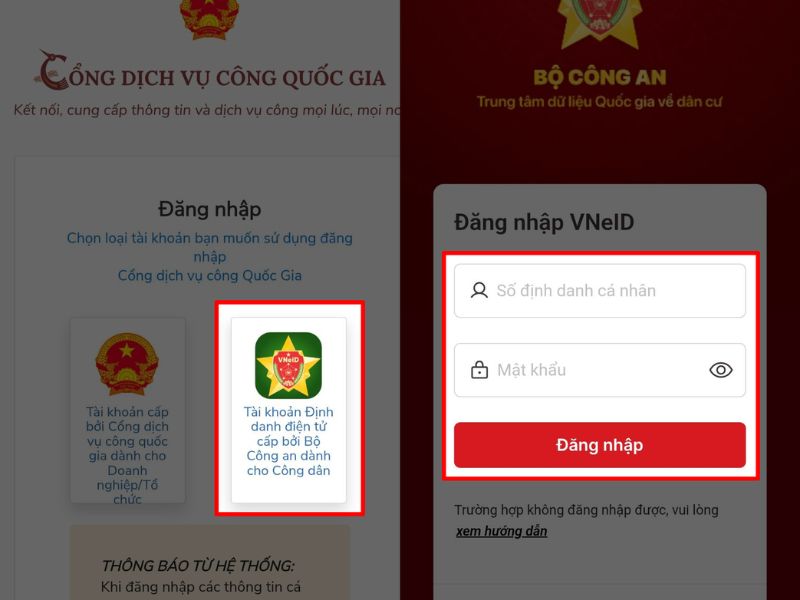 Đăng nhập Cổng Dịch vụ công