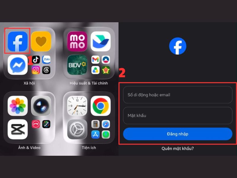 Đăng nhập tài khoản Facebook