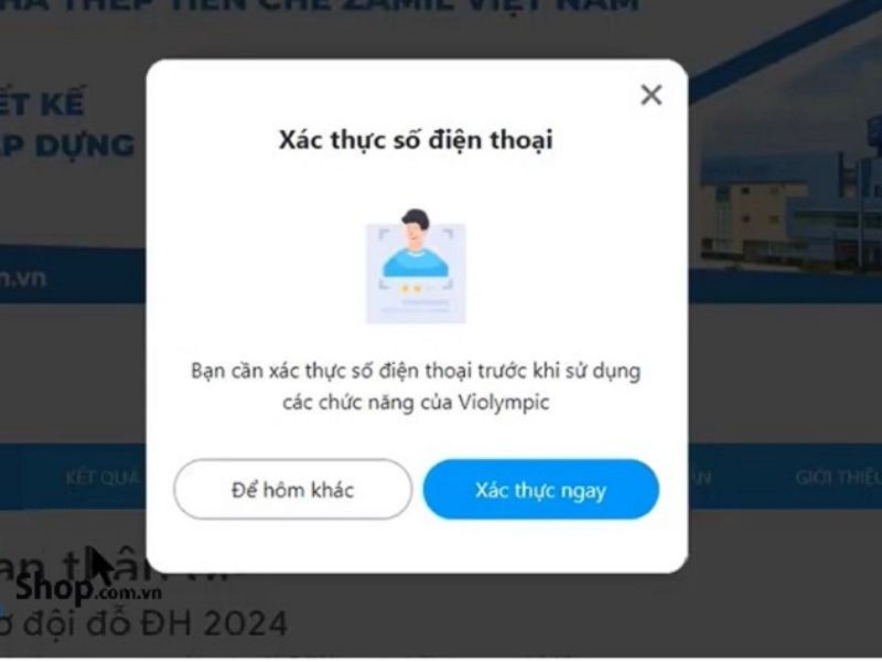 Xác thực số điện thoại để đăng nhập Violympic vn