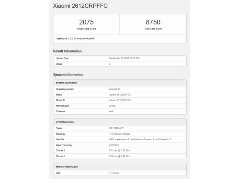 Điểm số Geekbench ấn tượng với chip Snapdragon 8 Gen 5