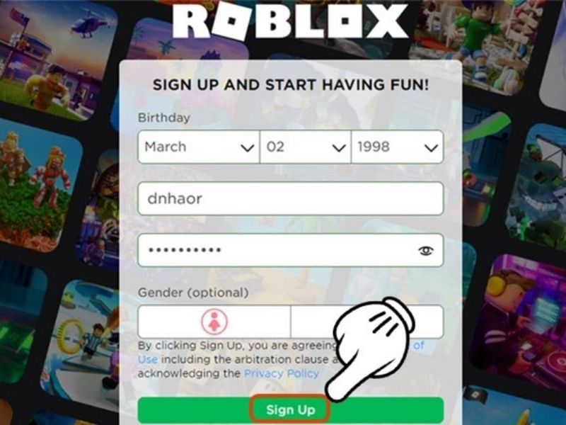 Đăng ký tài khoản game Roblox