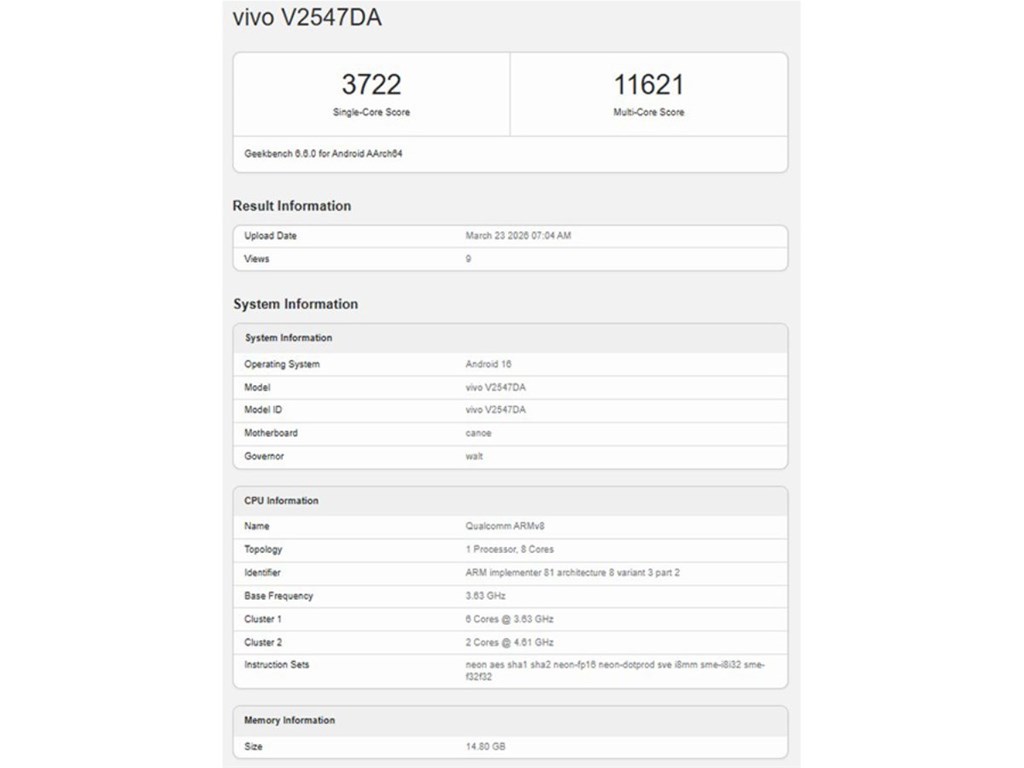 Hiệu năng Vivo X300 Ultra cực mạnh khi lộ diện điểm Geekbench