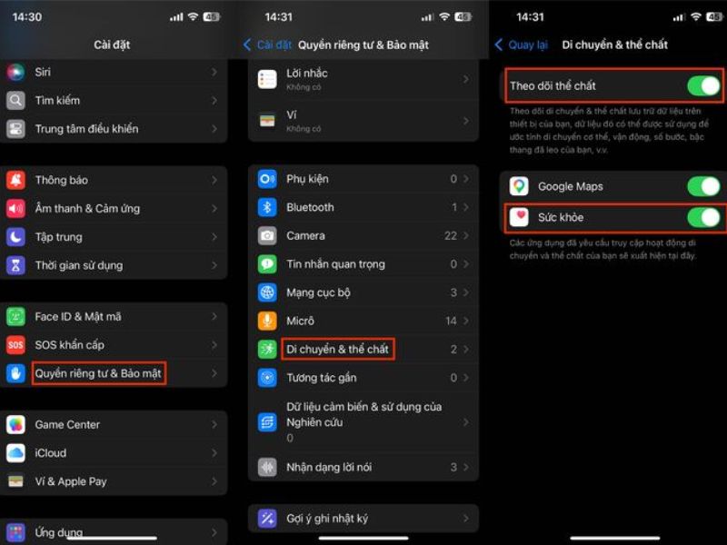 Cách bật tính năng tính số bước chân trên iPhone