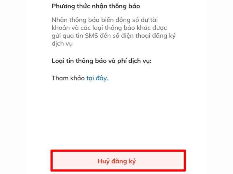 Hủy đăng ký SMS Banking trên BIDV
