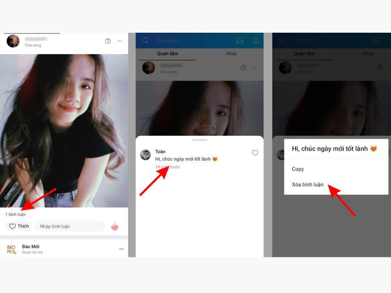 Cách xóa bình luận trên Zalo