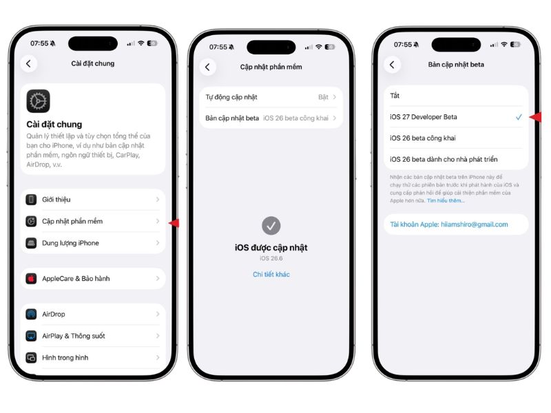 Hướng dẫn cập nhật iOS 27 Beta 