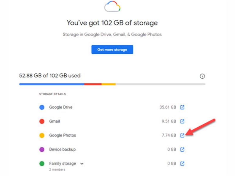 Kiểm tra dung lượng còn trống trên Google Photos