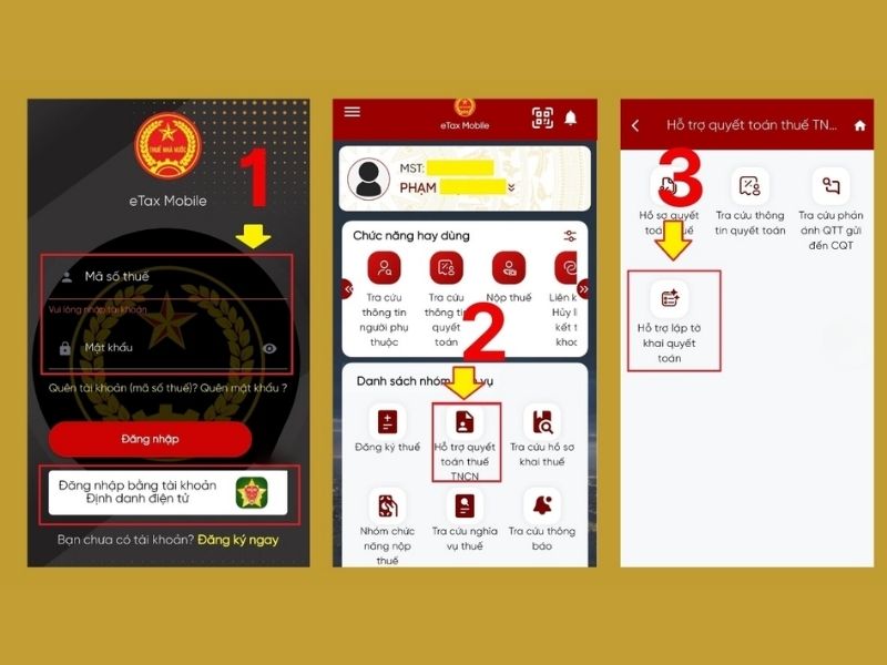 Cách tự quyết toán thuế trên eTax Mobile