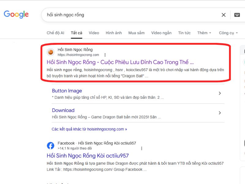Cách tải game Hồi Sinh Ngọc Rồng