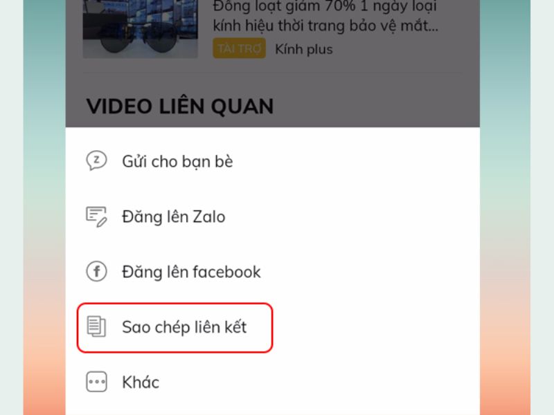 Sao chép liên kết video cần tải xuống