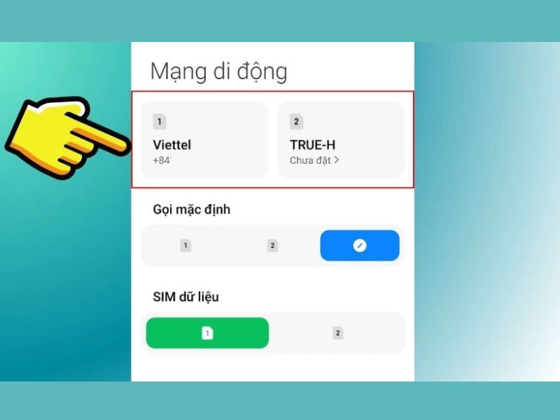 Chọn mạng sim cần tắt VoLTE trên Redmi