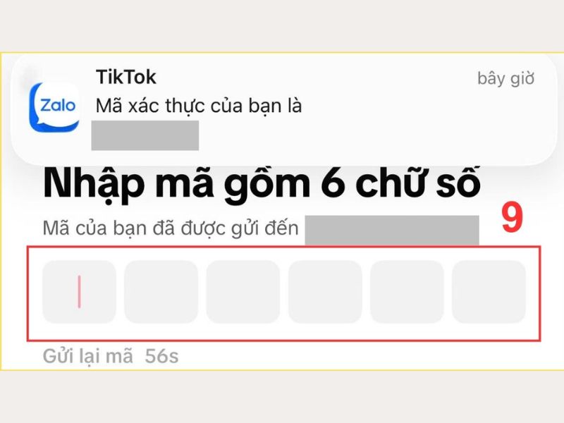 Nhập mã xác minh tài khoản Tiktok