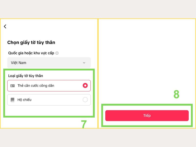 Xác minh tài khoản Tiktok bằng CCCD