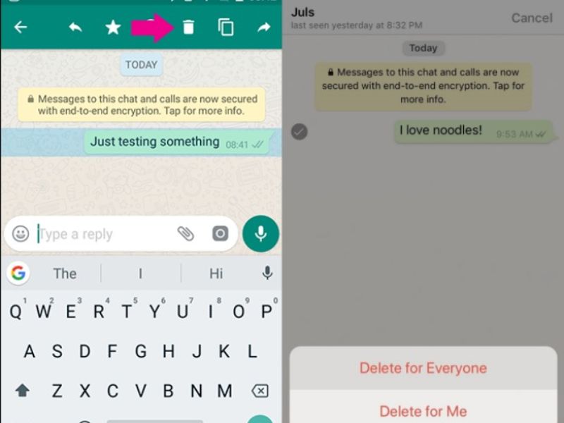 Hướng dẫn xóa và thu hồi tin nhắn trên WhatsApp 