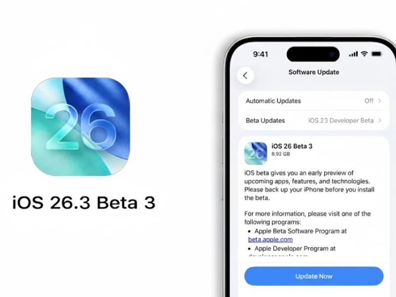 Apple phát hành iOS 26.3 beta 3