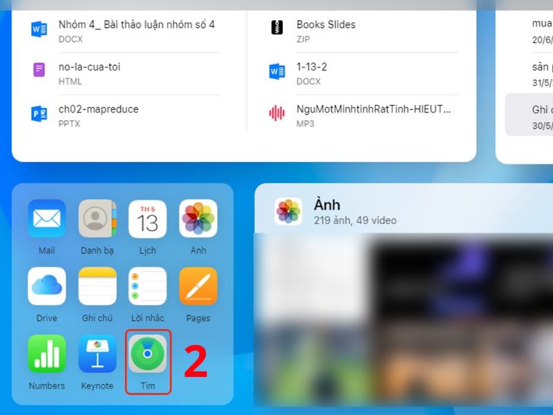 Truy cập tìm để tra iPhone bị mất