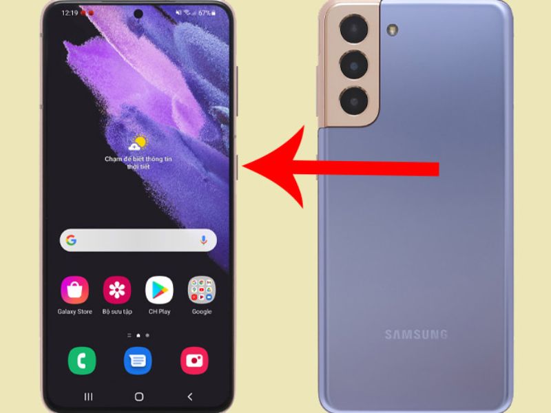 Khởi động lại Samsung bằng phím nguồn
