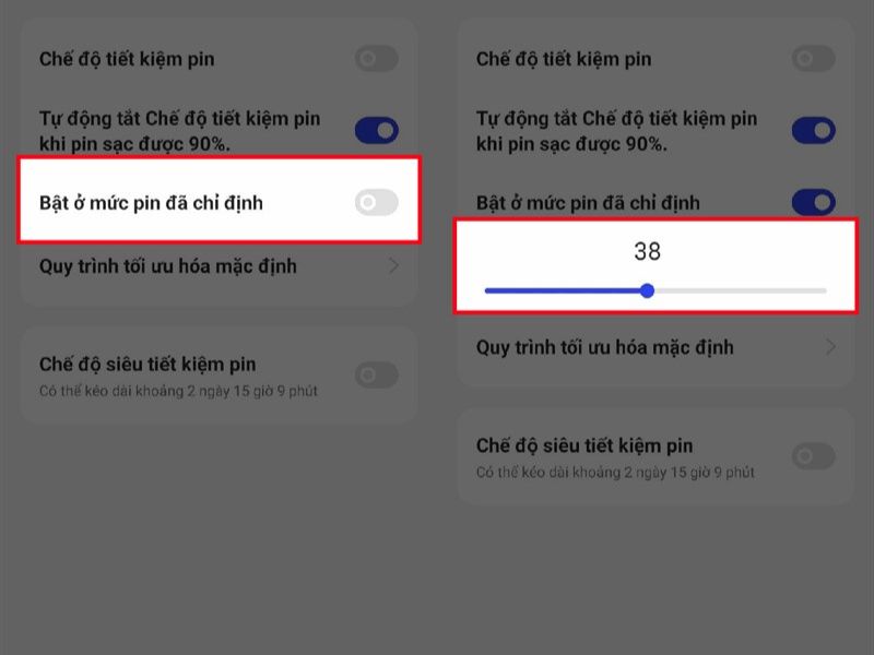 Kiểm tra chế độ tiết kiệm pin