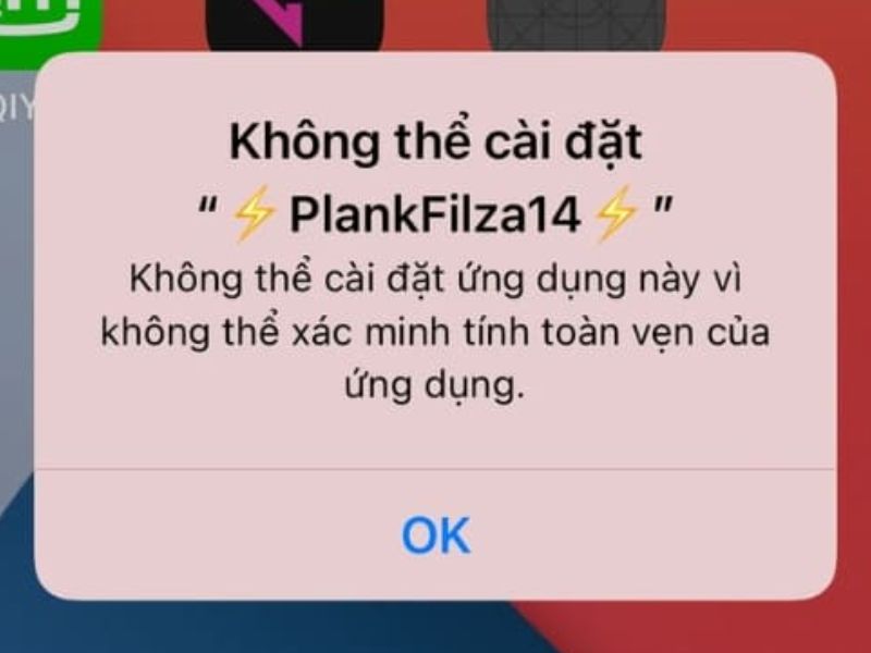Máy bảo lỗi không thể xác minh tính toàn vẹn của ứng dụng