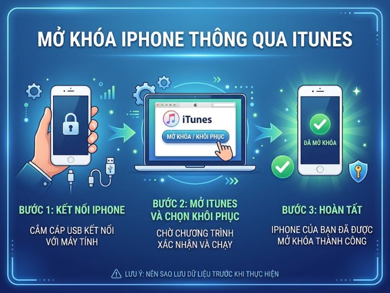 Mở khóa iPhone thông qua iTunes