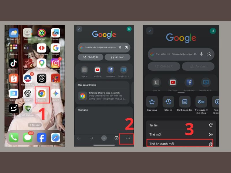 Hướng dẫn mở tab ẩn danh trên iPhone bằng Chrome