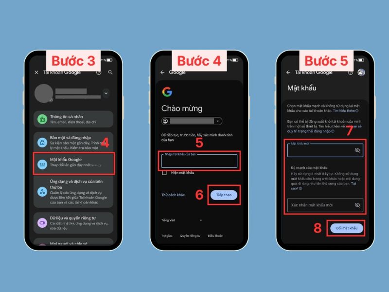 Người dùng chỉ cần nhập mật khẩu mới và xác nhận