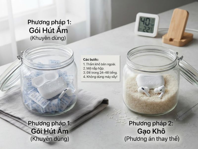 Những phương pháp làm khô AirPods tại nhà an toàn, hiệu quả