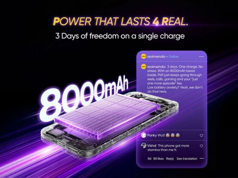 Máy sở hữu viên pin có dung lượng lên tới 8,000mAh