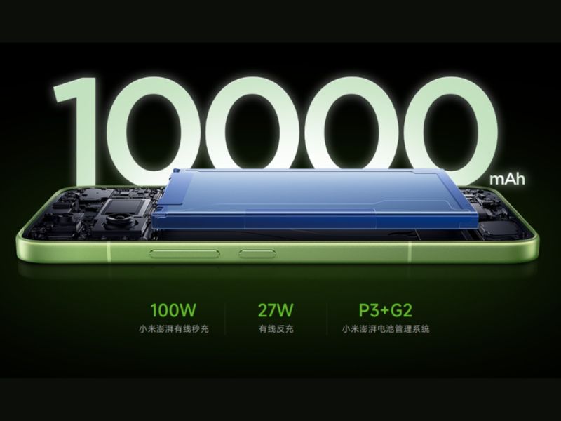 Pin 10000mAh và sạc nhanh 100W trên Redmi K100