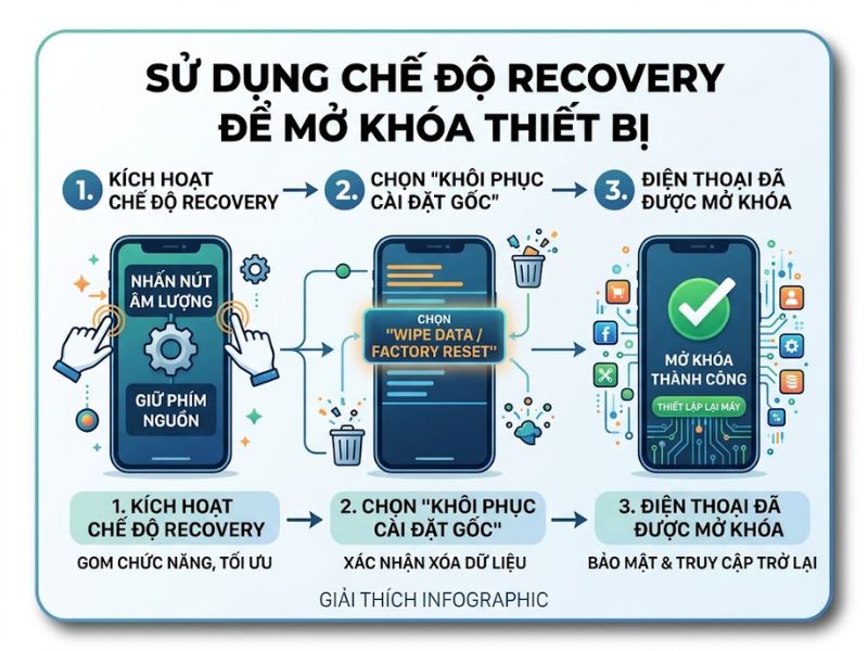 Sử dụng chế độ Recovery để mở khóa thiết bị