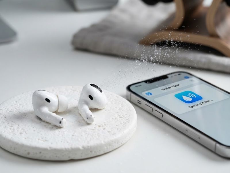 Sử dụng Water Eject để hỗ trợ đẩy nước khỏi loa AirPods