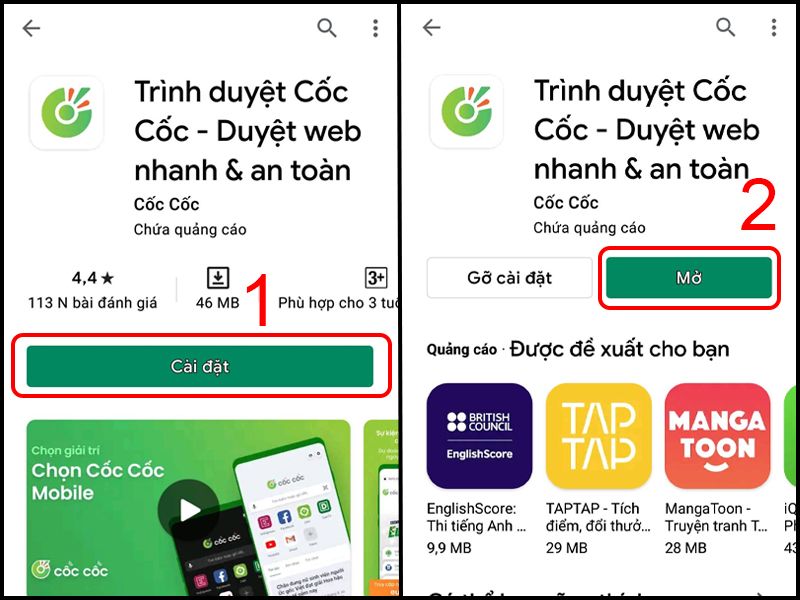 Cách tải Cốc Cốc về điện thoại Android