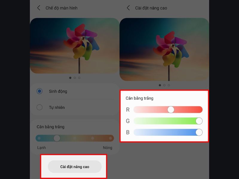 Điều chỉnh cân bằng trắng trên Samsung