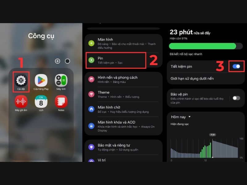 Tắt 5G trên Samsung bằng bật chế độ tiết kiệm pin
