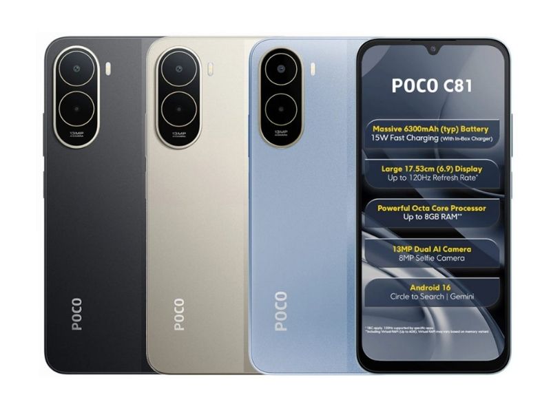 POCO C81 và C81x đều sở hữu màn hình kích thước lớn 6.88 inch và 6.9 inch
