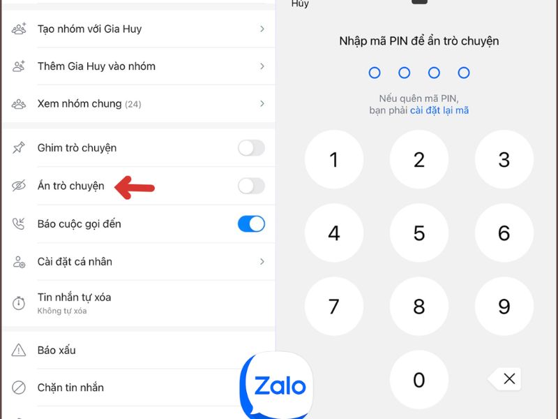 Tìm bằng mã PIN cuộc trò chuyện