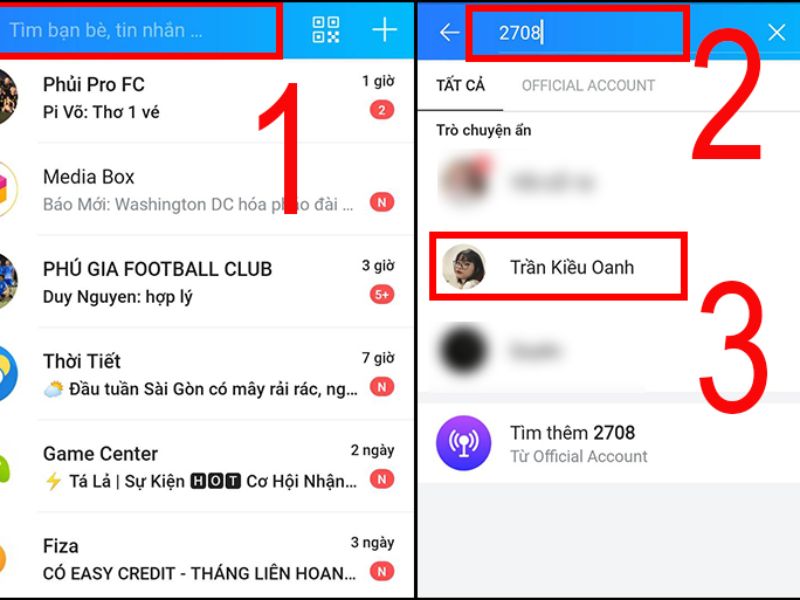 Tìm qua lịch sử tương tác