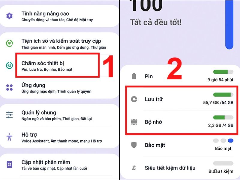 Xem dung lượng điện thoại Android trong phần Cài đặt