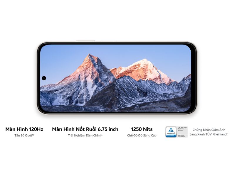 Màn hình 120Hz hiển thị mượt, sáng rõ ngoài trời