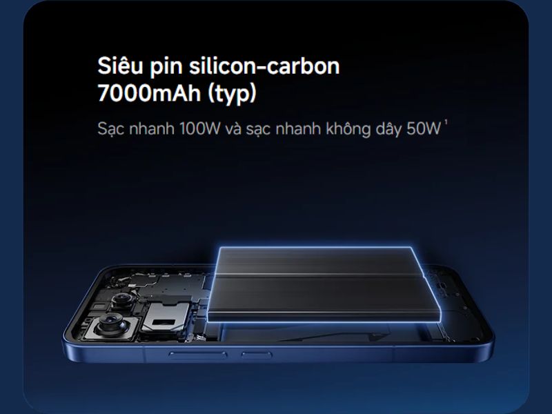 Máy sở hữu viên pin silicon-carbon dung lượng 7000mAh