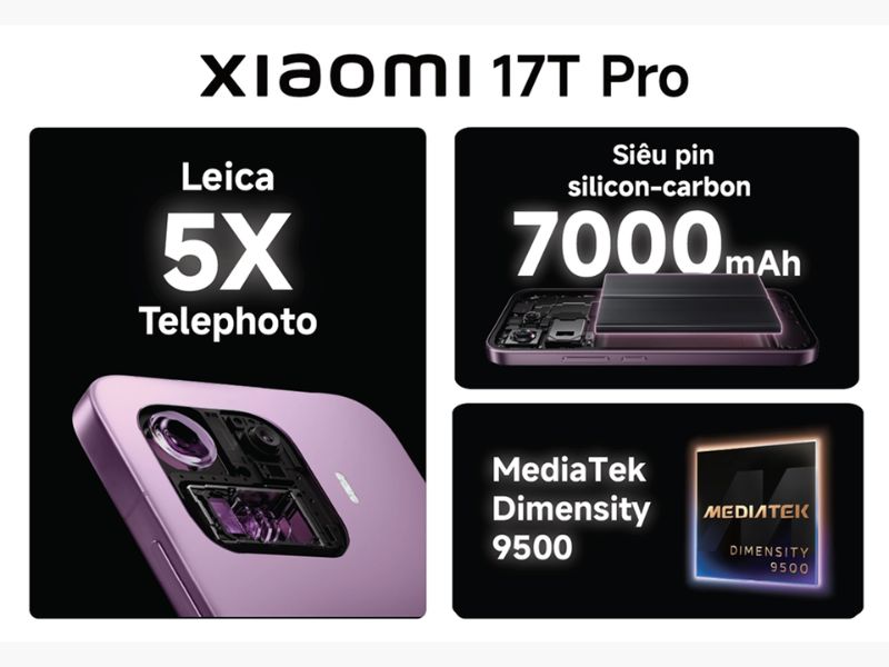 Hiệu năng mạnh mẽ trên Xiaomi 17T Pro