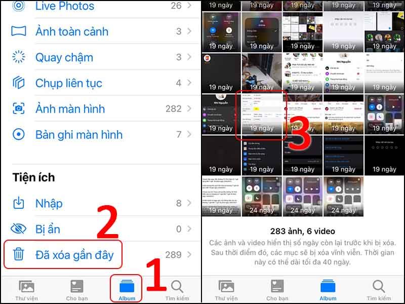 Xóa Album ảnh đã xóa gần đây